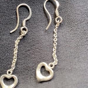 Silver heart dangle earrings
